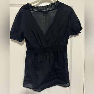 BCBGMAXAZRIA Black Textured Blouse